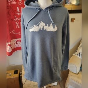 Next Level Apparel Blue Hoodie with Mountain Design